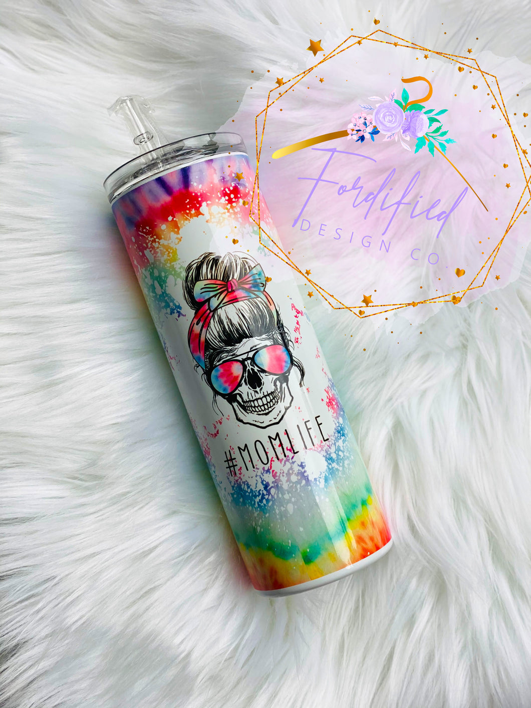 Stainless 20oz Skinny #MOMLIFE Tie Dye Tumbler